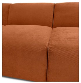 Pomarańczowa sztruksowa sofa modułowa w kształcie litery "U" Scandic Sting, prawostronna