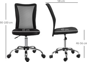 Vinsetto Krzesło Biurowe Czarne Siatkowe Regulowana Wysokość Komfortowa Praca i Nauka | Aosom PL