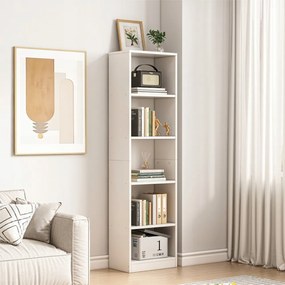 Biała szafka z półkami – 50 x 182 x 30 cm | nowoczesne miejsce do przechowywania książek, dekoracji i dokumentów