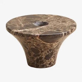 Zestaw 2 Świeczników Z Naturalnego Kamienia Bellvion Brązowy Marmur Emperador - Sklum