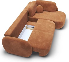 Masseno Narożnik AMICO z funkcją spania i pojemnikiem na pościel Narozniki L, Rozkładana sofa - Miedziany, EGON 42