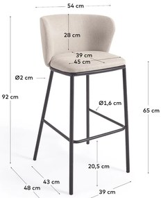 Beżowy hoker (wysokość siedziska 65 cm) Ciselia – Kave Home