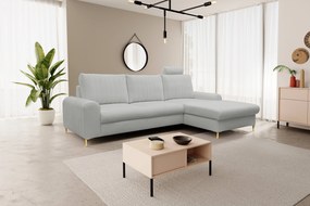 Masseno Narożnik VERONA z funkcją spania i pojemnikiem na pościel Narozniki L, Rozkładana sofa - Jasnoszary, LOFT 18