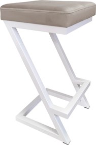 Hoker ZETA krzesło barowe tkanina Welur podstawa metalowa LOFT : Kolor Stelaża - Biały, Kolor tkaniny - VELVET - MG09