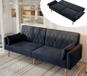 Kanapa dwuosobowa 180x75x82 cm - Regulowane oparcie - Welur - Ciemnoszary