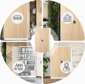 Szafa biurowa metalowa na dokumenty JAN II, Eco Design: biała/dąb sonoma