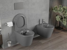 Mexen Rico miska wc Rimless z deską wolnoopadającą slim, duroplast, szara ciemna mat - 30724071