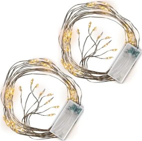 Świąteczny przewód świetlny MINI LED, 2 szt, biały ciepły