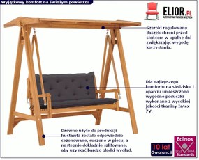 Huśtawka ogrodowa z antracytową poduszką - Zavo