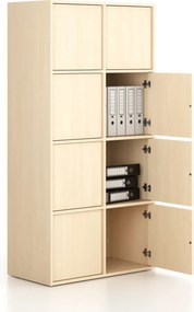 Szafka biurowa FRAME, 8x drzwi, 872 x 450 x 1735 mm, PUSH-lock, brzoza