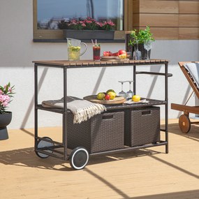 Barek rattanowy wenge 132 x 91,5 x 61 cm PATIO