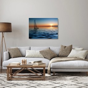 Obraz na szkle - Żaglówki na morzu (70x50 cm)