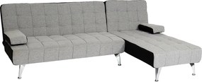 Sofa rozkładana MCW-K22,  tkanina/tekstylia jasnoszary, czarny