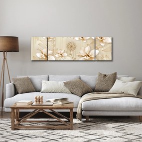 Obraz - Kompozycja złotych kwiatów (170x50 cm)