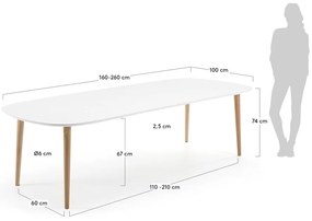 Biały rozkładany stół z białym blatem 100x160 cm Oqui – Kave Home