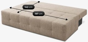 Sofa z Funkcją Spania MORANA Beżowa Szenil Nowoczesna