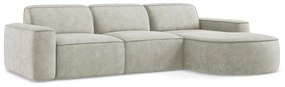 Kremowy narożnik z tkaniny szenilowej (prawostronny/z szezlongiem) Omao – Makamii