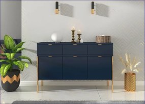 Komoda na metalowych nóżkach w stylu glamour Marly 3X - Granat