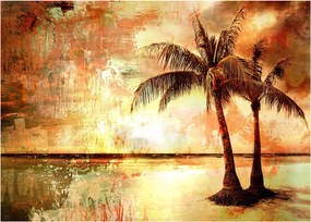 Obraz na szkle - Palmy na plaży (70x50 cm)