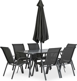 Zestaw mebli ogrodowych ze stołem 6 osób Nebraska, czarny