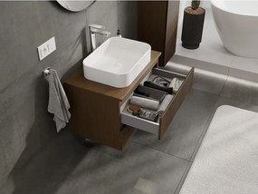 Mexen Rivel szafka łazienkowa podumywalkowa 70 cm z blatem, 2 szuflady, ryflowana , orzech - 91A20-07047-2-BFFC86