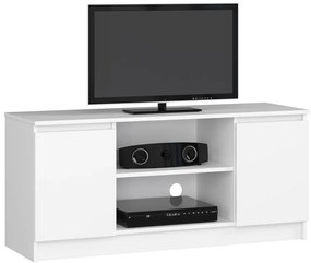 Biała szafka pod telewizor z drzwiczkami - Galapi 5X 140 cm