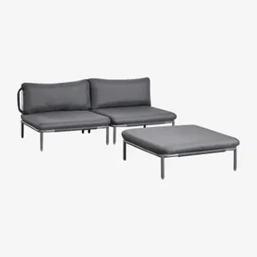 Dwuczęściowa Modułowa Sofa Ogrodowa I Pufa Roubly Grafitowa Szarość - Sklum