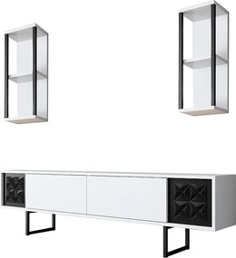 Stojak pod TV – 180 x 30 x 48 cm – Biały i czarny – Melamina