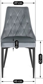 Krzesło Tapicerowane do Salonu CORK Szare Welurowe Nowoczesne Loft