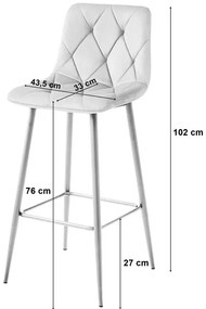 Pikowany czarny hoker glamour z oparciem A2-N83