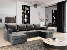 Masseno Narożnik NAKO z funkcją spania i pojemnikiem na pościel Narozniki U, Rozkładana sofa - Szary, PAROS 06