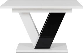 Stół Prostokątny Rozkładany CLARK 120-160 cm Czarny/Biały Połysk Glamour