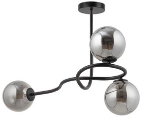 Sufitowa lampa - Vena 3 czarna, szare klosze 33680