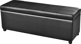 Czarna drewniana ławka z miejscem do przechowywania, wysokiej gęstości poduszką i dużą komorą wewnętrzną 116x39x44 cm