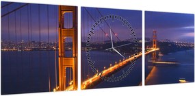 Obraz - Most Golden Gate (z zegarem) (90x30 cm)