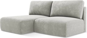 Otwarty Lewy narożnik z funkcją spania - z tkaniny szenilowej - jasny szary - KONA