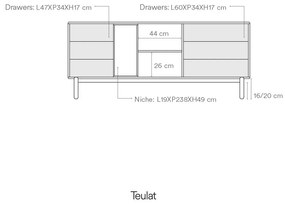 Ciemnoszara wysoka komoda 180x76 cm Corvo – Teulat