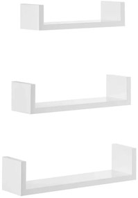 Komplet 3 białych półek ściennych nowoczesnych E6-N01