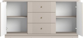 Komoda Vesper 160 cm z szufladami na cokole - kaszmir / złote uchwyty