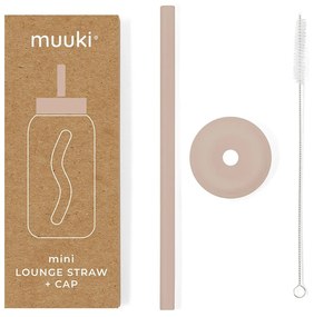 Silikonowa słomka z wieczkiem i szczoteczką w komplecie Desert Rose – Muuki