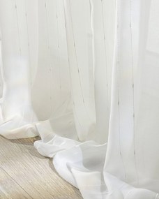 Zasłona na haczykach flex pojedynczych kolor kremowy tkanina półprzezroczysta, strukturalna, wzorzysta