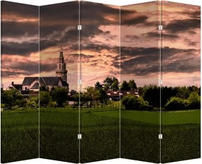 Parawan - Krajobraz z kościołem (210x170 cm)