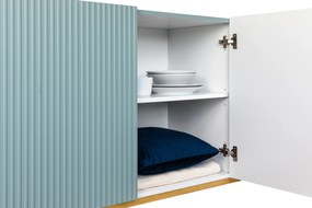 Komoda Nicole 200 cm czterodrzwiowa z ryflowanym frontem - szałwia / czarne nóżki - Limitowana oferta