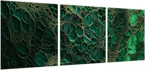 Obraz - Zielony mikroskopowy obraz (z zegarem) (90x30 cm)
