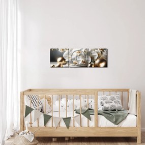 Obraz - Orchidea i złote kule (z zegarem) (90x30 cm)