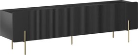 Szafka RTV Malmi 200 cm - czarny mat / złote nóżki