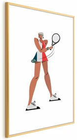 Plakat Tenisistka z rakietą 21x30 cm z ramą złotą bez marginesu ARTGEIST B