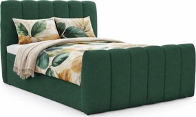 Ciemnozielone łóżko kontynentalne tapicerowane boucle K0-K99