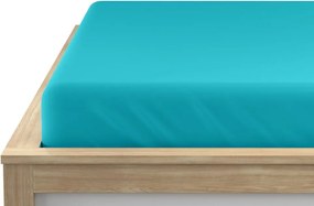 PrzytulneMieszkanie.pl Prześcieradło jersey HIGHFIT turkusowe 90 x 200 cm