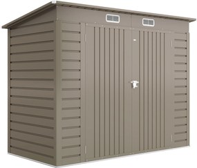 Outsunny Metalowy domek ogrodowy, domek na narzędzia, podwójne drzwi, 249 x 121 x 166/183cm, jasnoszary | Aosom PL